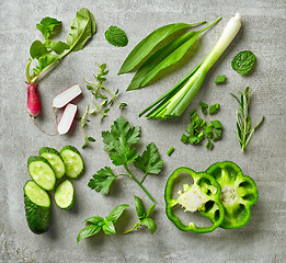 Image showing various fresh herbs and vegetables