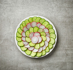 Image showing fresh cucumber and radish slices