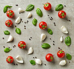 Image showing fresh raw vegetables and herbs