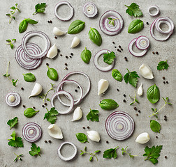 Image showing various fresh herbs and vegetables