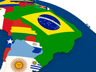Image showing Brazil on globe with flags