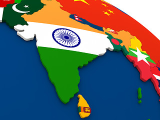 Image showing India on globe with flags