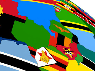 Image showing Zambia on globe with flags