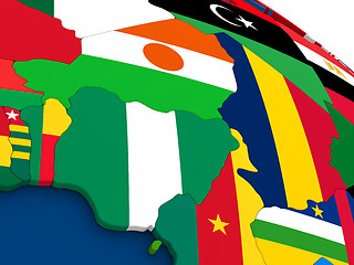 Image showing Niger and Nigeria on globe with flags