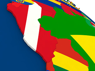 Image showing Peru on globe with flags