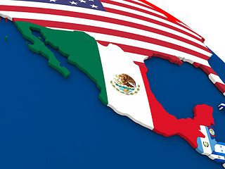 Image showing Mexico on globe with flags