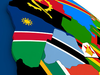 Image showing Namibia and Botswana on globe with flags