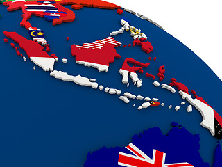 Image showing Indonesia on globe with flags