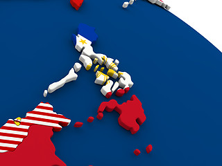 Image showing Philippines on globe with flags