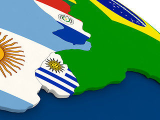 Image showing Uruguay on globe with flags