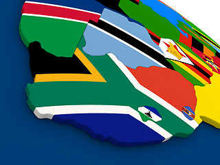 Image showing South Africa on globe with flags