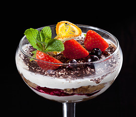 Image showing glass of layered dessert