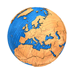 Image showing Europe on wooden Earth