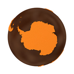 Image showing Antarctica on chocolate Earth