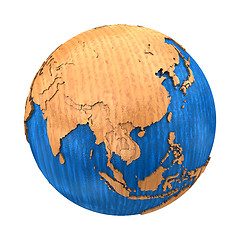 Image showing Southeast Asia on wooden Earth