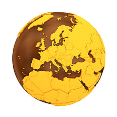 Image showing Europe on chocolate Earth