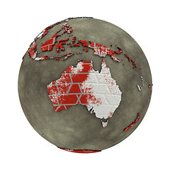 Image showing Australia on brick wall Earth