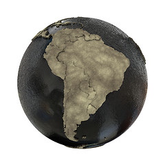 Image showing South America on Earth of oil