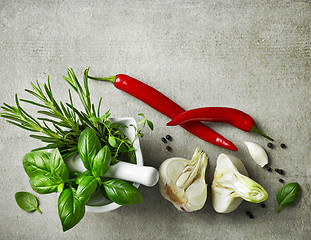 Image showing fresh herbs and spices