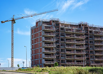 Image showing Building Crane and Building Under Construction