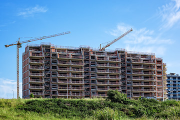 Image showing Building Crane and Building Under Construction