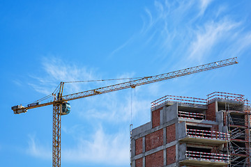 Image showing Building Crane and Building Under Construction