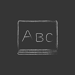 Image showing Letters abc on blackboard. Drawn in chalk icon.