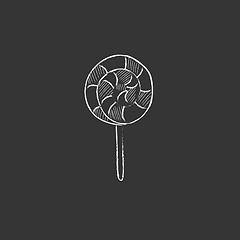 Image showing Spiral lollipop. Drawn in chalk icon.