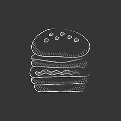 Image showing Double burger. Drawn in chalk icon.