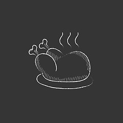 Image showing Baked whole chicken. Drawn in chalk icon.