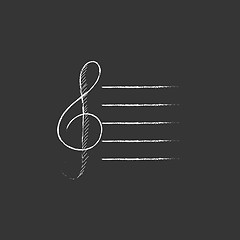 Image showing Treble clef. Drawn in chalk icon.