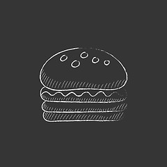 Image showing Hamburger. Drawn in chalk icon.