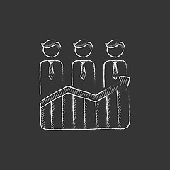 Image showing Businessmen standing on profit graph. Drawn in chalk icon.