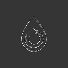 Image showing Water drop with circular arrow. Drawn in chalk icon.