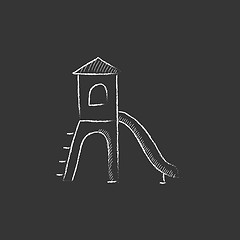 Image showing Playground with slide. Drawn in chalk icon.