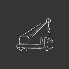 Image showing Mobile crane. Drawn in chalk icon.