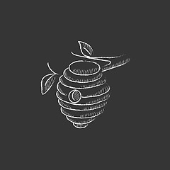 Image showing Bee hive. Drawn in chalk icon.