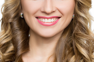 Image showing Beautiful woman with long blond curly hair.