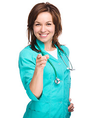 Image showing Portrait of a woman wearing doctor uniform