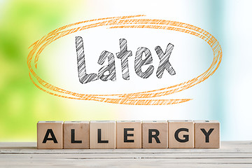 Image showing Latex allergy sign with text in a sketch circle