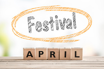 Image showing Festival in april launch sign