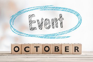 Image showing October event sign made of wood