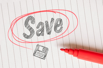 Image showing Save memo with a red circle