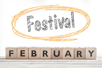 Image showing February festival sign made of wood