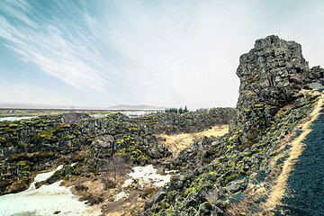 Image showing Rocky landscape at the Thingvellir national park