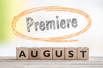 Image showing August premiere sign on a scene