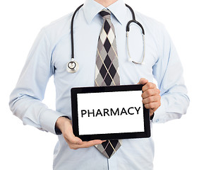 Image showing Doctor holding tablet - Pharmacy