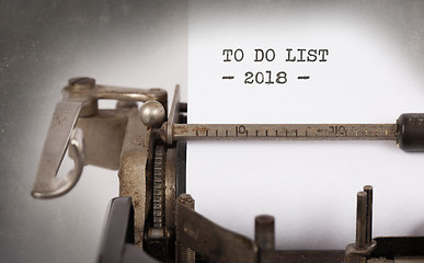 Image showing Vintage typewriter  - To Do List 2018