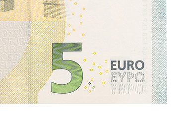 Image showing Close-up of a 5 euro bank note