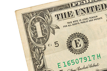 Image showing US one Dollar bill, close up 